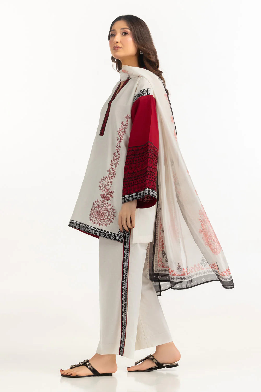 3PC Cambric Embroidered Suit