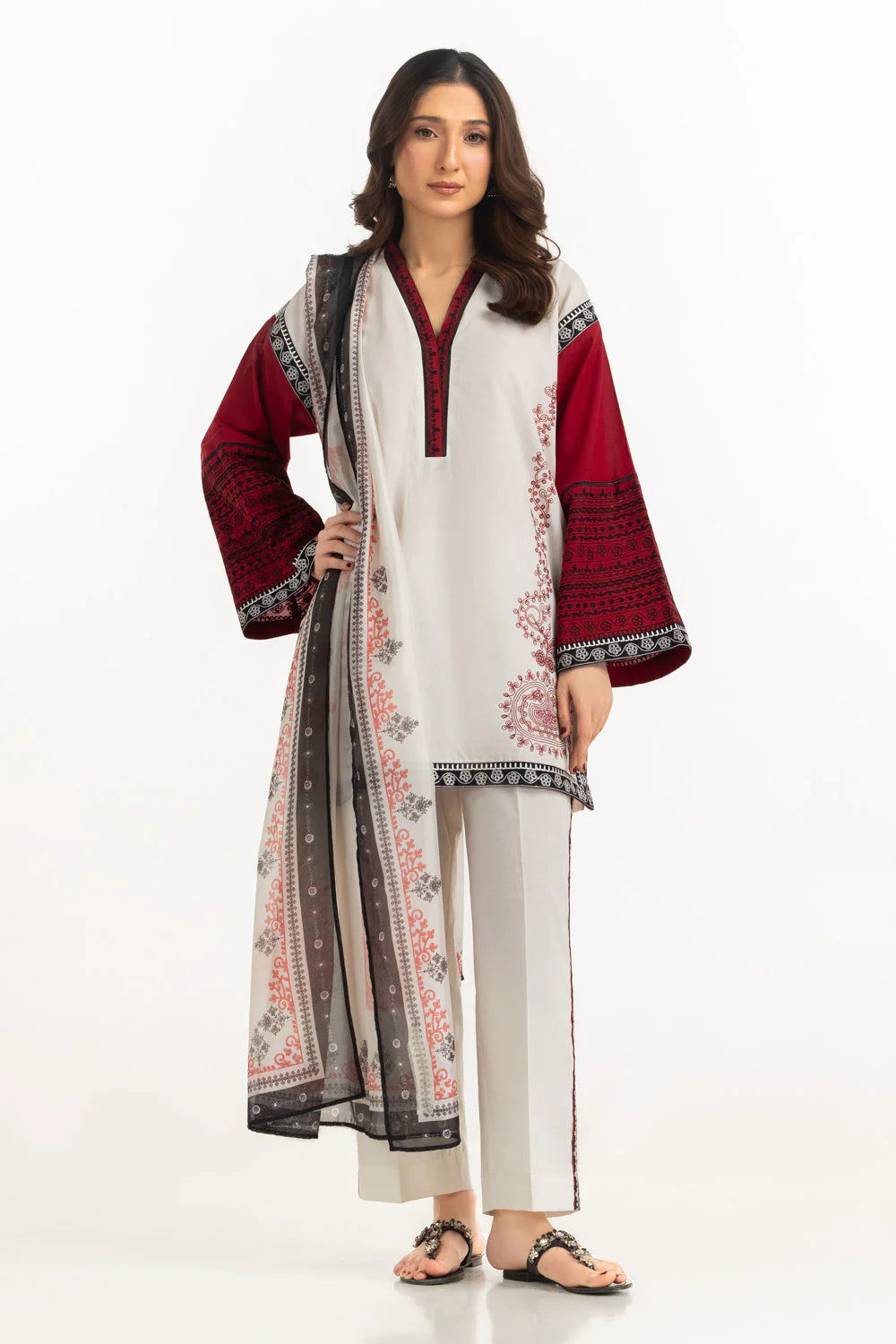 3PC Cambric Embroidered Suit