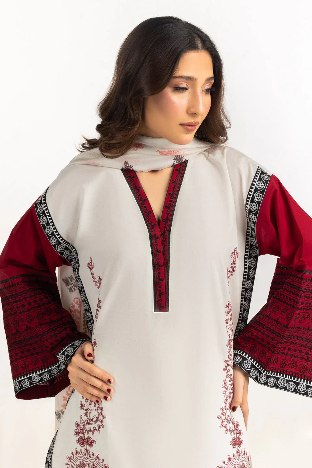 3PC Cambric Embroidered Suit