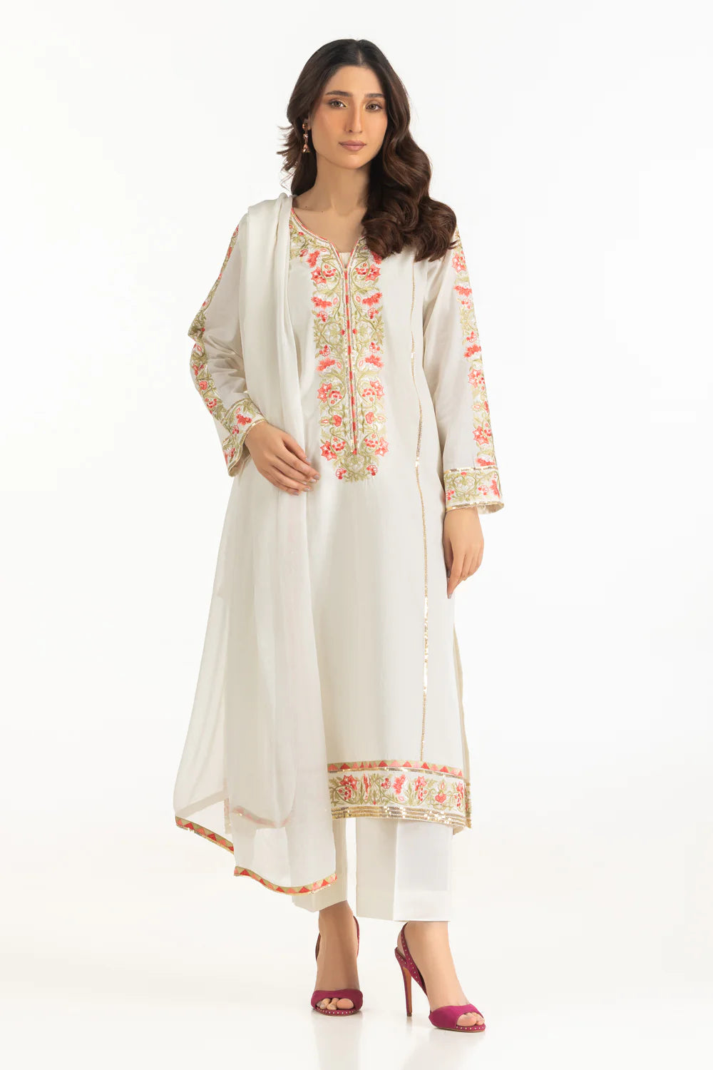 3PC Cambric Embroidered Suit