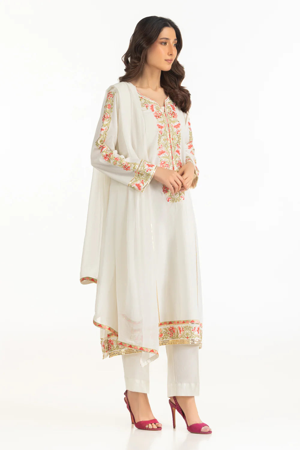 3PC Cambric Embroidered Suit