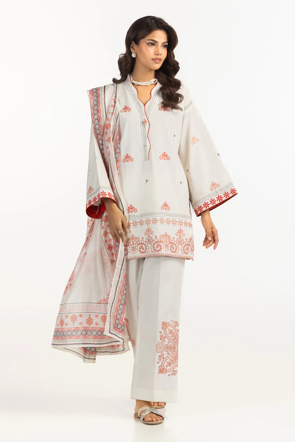 3 piece suit with silk dupatta