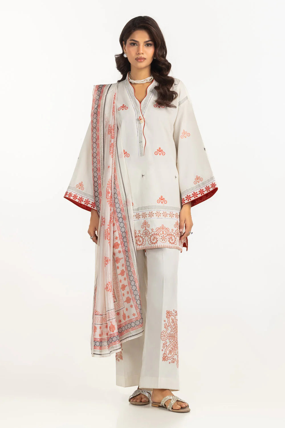 3 piece suit with silk dupatta