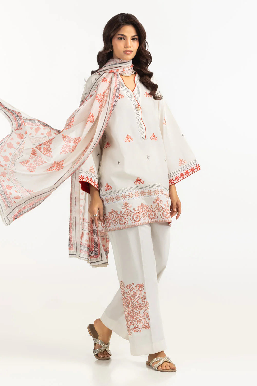 3 piece suit with silk dupatta