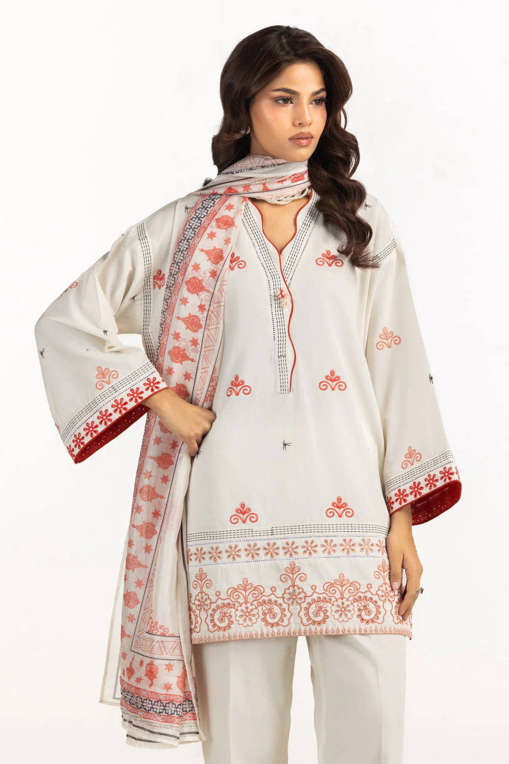 3 piece suit with silk dupatta