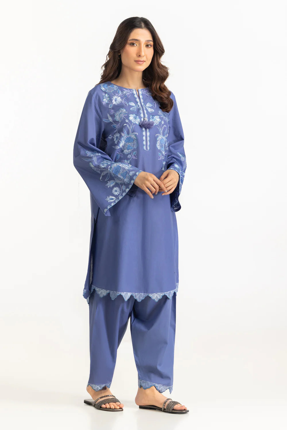 Cambric Embroidered Co-Ord Set