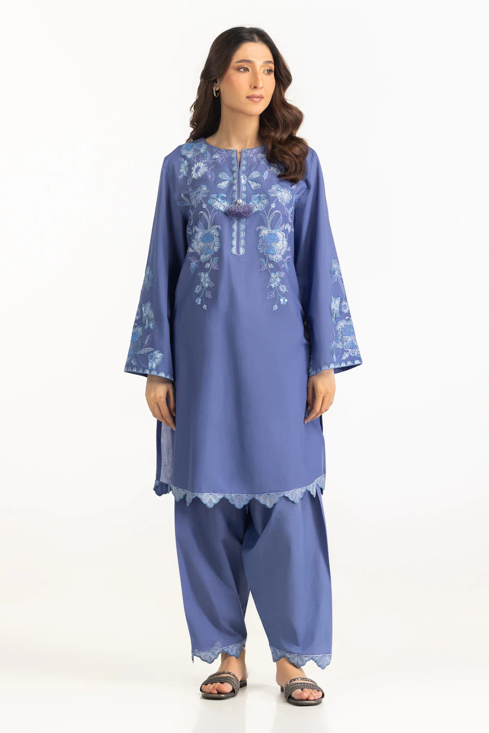 Cambric Embroidered Co-Ord Set