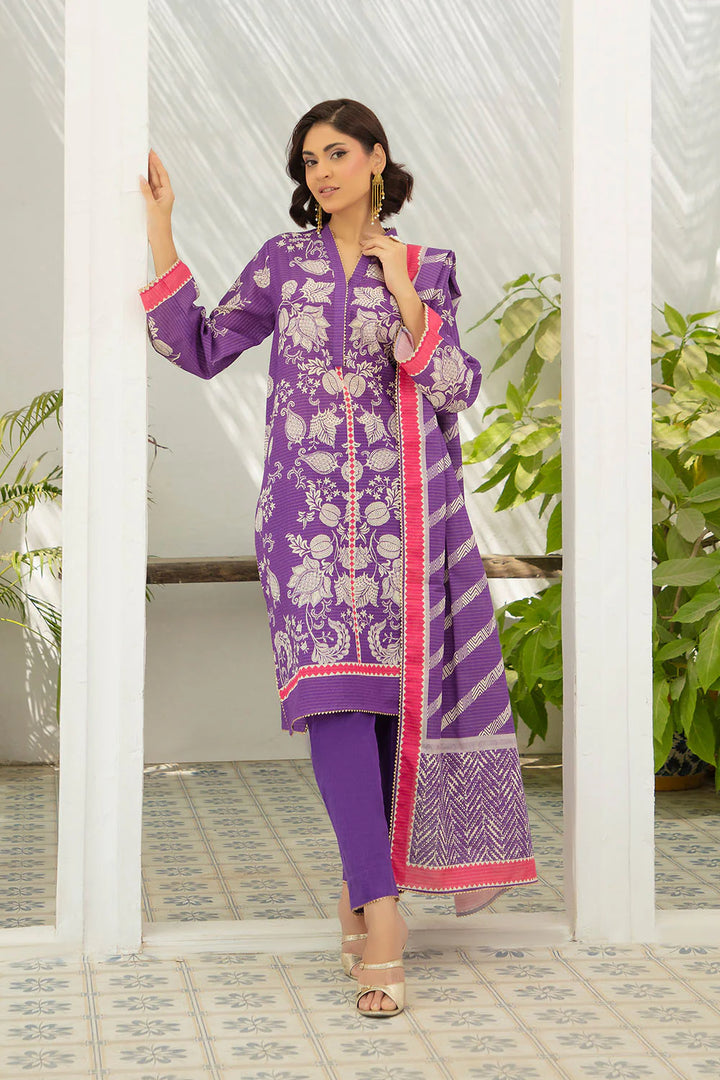 3 Piece Printed Stripe Khaddar Suit