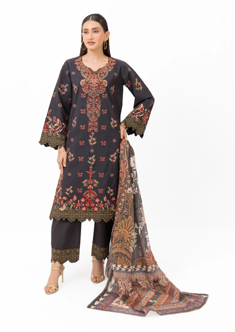 Black-Cotton Silk-3 Piece