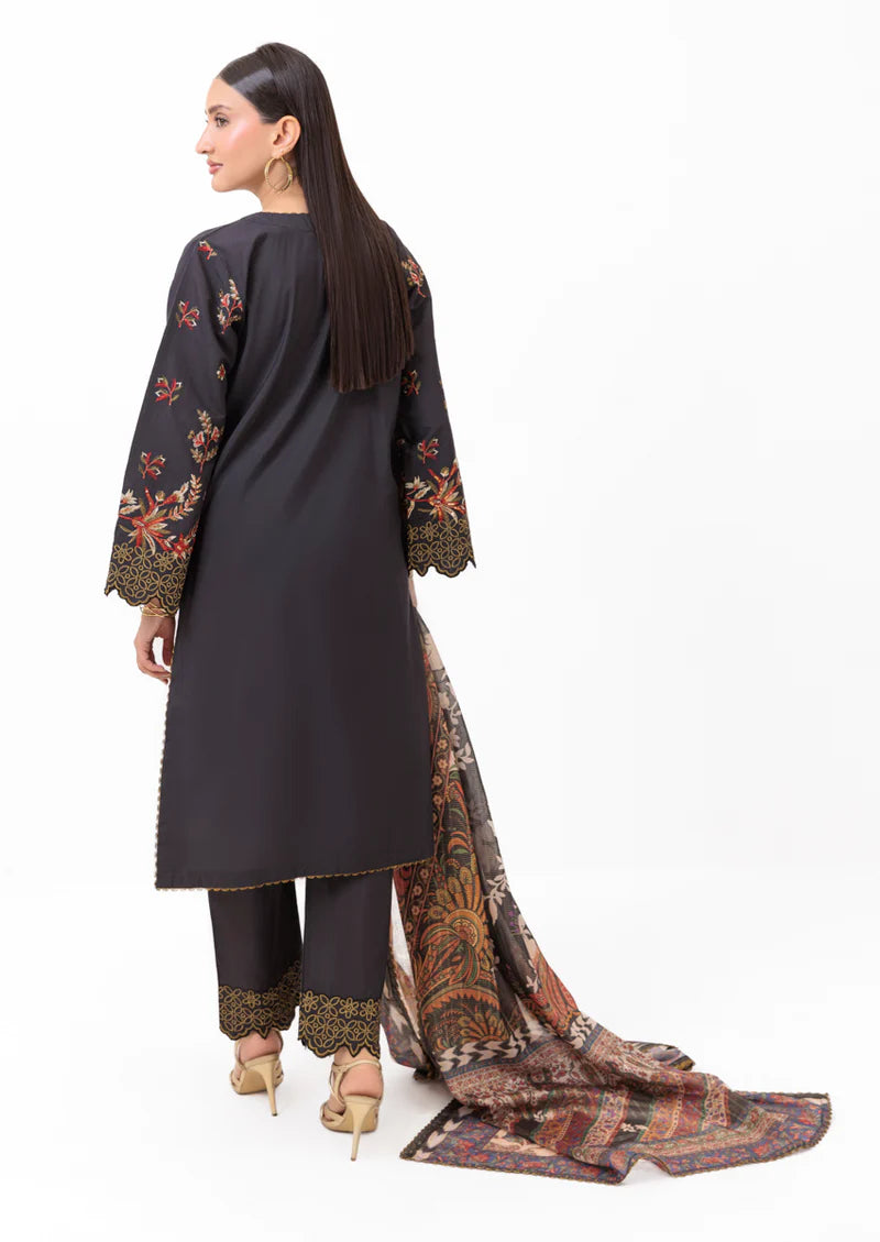 Black-Cotton Silk-3 Piece