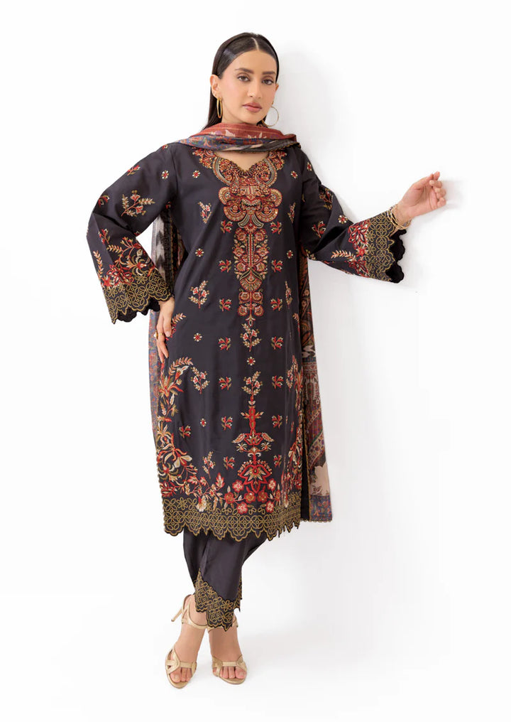 Black-Cotton Silk-3 Piece